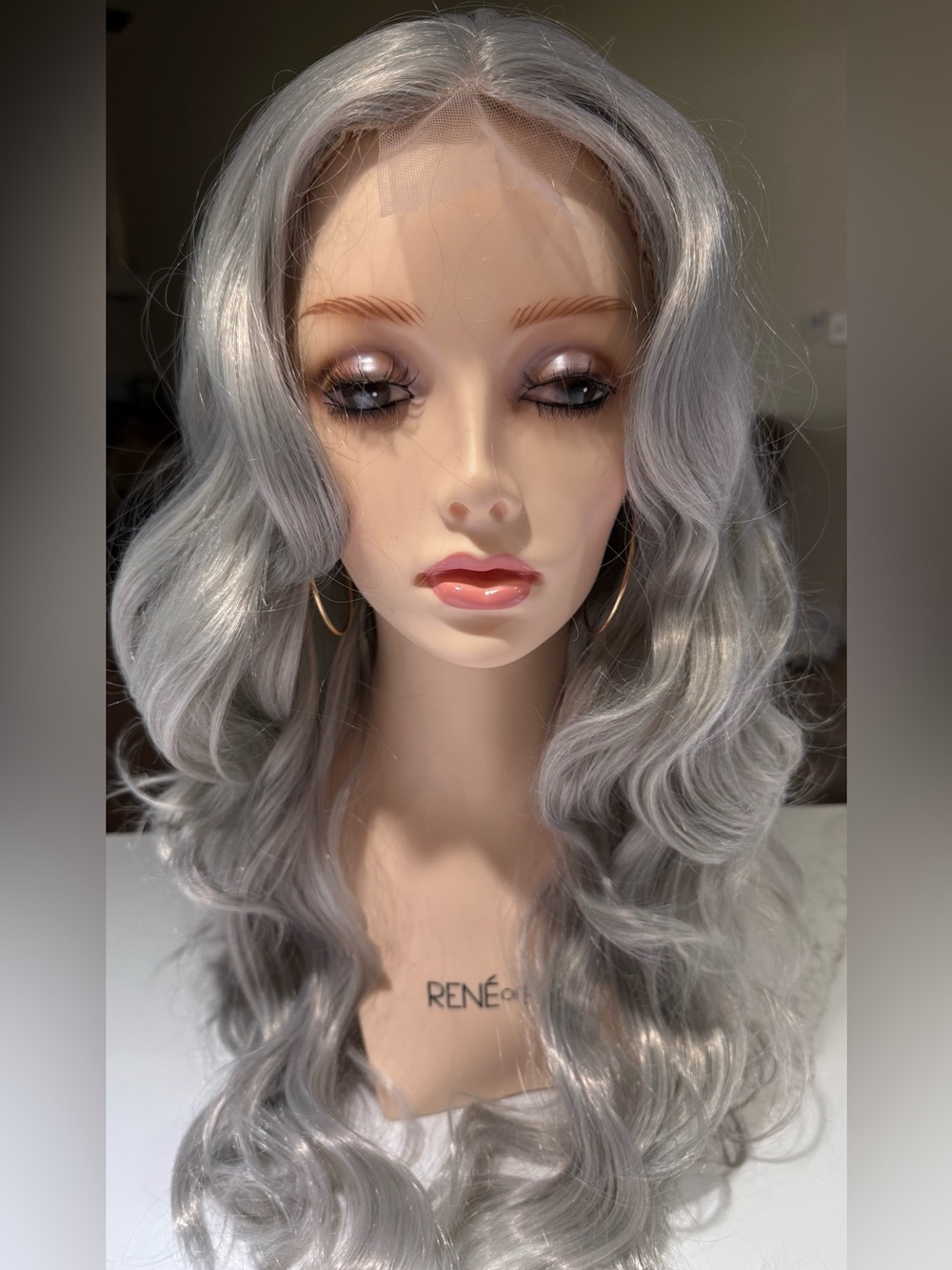 HAIR, 24” Wavy Long Layers, Lace at Center Part, Silver/Gray